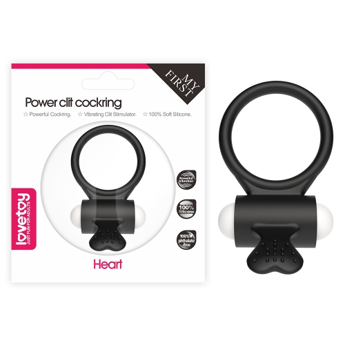 Power Clit crni silikonski prsten za penis sa vibracijom — 7 cm — LV1421BK